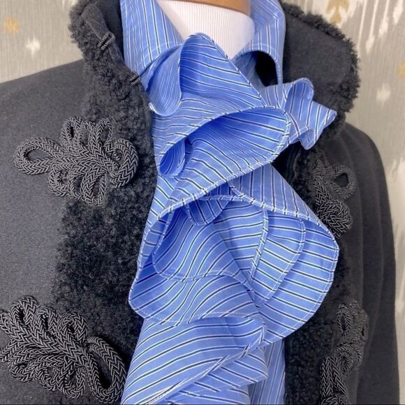 Ralph Lauren Black Wool Flannel Lamb Fur Trimmed Passementerie Military Jacket - Picture 10 of 17